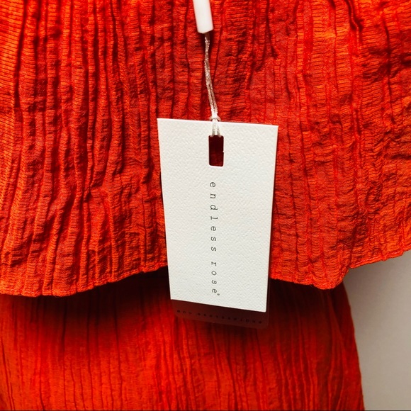 NEW Endless Rose Orange Tiered Midi Dress Small - Picture 6 of 8